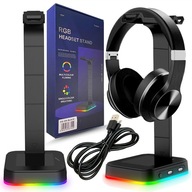 STOJAN HÁK VEŠIAK SLÚCHADLÁ RGB OSVETLENIE USB HUB NA STOL