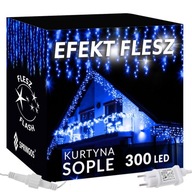 VONKAJŠIE OSVETLENIE ZÁCLONA 300 LED + BLESK 14,5 m MODRÉ ICILOVÉ OSVETLENIE