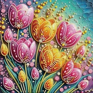 Diamond výšivka Mosaic Magic Tulips 30x30cm set 5D špeciálne korálky