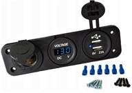 ZAPAĽOVAČIA ZÁSUVKA AUTOVOLTMETER 2 x USB 2A