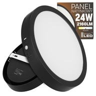 LED stropný panel, povrchová montáž, okrúhly, čierny, 24 W, nebliká, CCD lampa