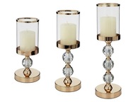 Sada svietnikov Glamour Lantern Crystal Luxury Gold