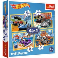 PUZZLE 4v1 35/48/54/70 EL. VOZIDLÁ AUTÁ HORÚCE KOLESÁ HW 4+ TREFL