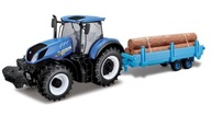 New Holland T7.315 s prívesom a balíkmi slamy