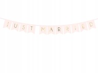 Just Married svadobný banner ružový 155 cm Svadobná dekorácia