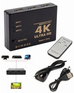 Prepnite HDMI 3 na 1 3v1 3x1 diaľkové ovládanie 4K HD tričko