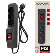 ARMAC MULTI M3 POWER STRIP 3M 3X 230V PL ČIERNA