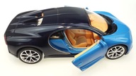 Modrý kovový model Bugatti Chiron v mierke 1:34