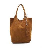 Suede BAG shopper taška s vreckom CAMEL