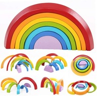 DREVENÝ RAINBOW PUZZLE SORTER RAINBOW MONTESSORI