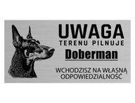 ALU tabuľka Pozor PSÍK AREÁL SLEDUJE DOBERMAN