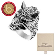 Pánsky masívny oceľový pečatný prsteň WOLF HEAD chirurgická oceľ 316L BLINGART