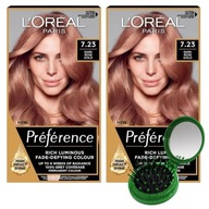 LOREAL Preference Hair Dye 7,23 Dark Rose Gold 2 ks + ZADARMO