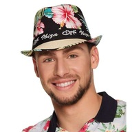 Havajský klobúčik IBIZA kvety FEDORA ecru outfit