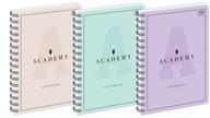 3x zošit A5 so 100 štvorcovými listami ACADEMY PASTEL (99314SET3CZ)