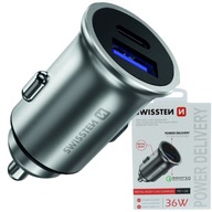 SWISSTEN AUTONABÍJAČKA USB-C 36W kovová