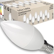 10x LED ŽIAROVKA ÚSPORA ENERGIE C37 E14 10W 800lm 6000K STUDENÁ BIELA