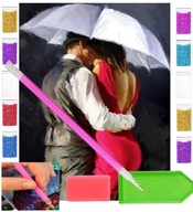 Diamantové vyšívanie OBRAZ veľký 40x30 Lovers UMBRELLA