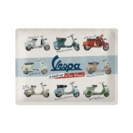 Tabuľka kovových modelov so znakom VESPA