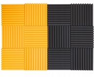 Akustická zvukotesná pena klinová žltá šedá sada 12 kusov 50x50x5cm