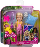 BARBIE CHELSEA BÁBIKA CAMPING SET + SPACÍ VAK CAMPING HDF77