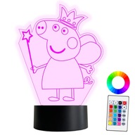 XL LED NOČNÁ LAMPA 3D Peppa Pig 16 farieb + Diaľkové ovládanie NAME Gravírovanie