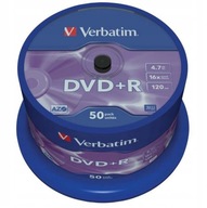 50x Disky Verbatim DVD+R 4,7GB Cake 50 AZO