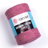 Macrame Lurex Yarn Art ružová ružová s niťou 743