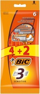 BIC holiace strojčeky PRE MUŽOV, 3 ČEPELKY CITLIVÉ, 1 BALENIE - 6 KS (4+2 KUSY)