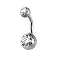 TYTAN Piercing do pupka 8mm kubický zirkón WH