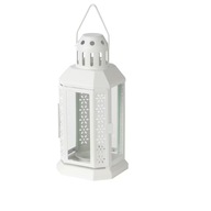 IKEA ENRUM lampáš na čajovú sviečku biely, 22 cm