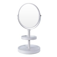 KRUHÉ stojace kozmetické zrkadlo, biele, 25 cm