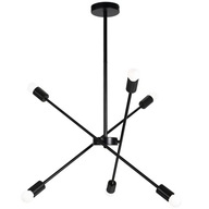 ČIERNA ZÁVISNÁ STROPNÁ LAMPA ČIERNA 6x60W E27