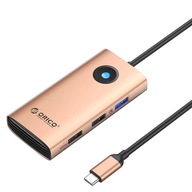 HUB dokovacia stanica 5v1 USB-C, HDMI, 2xUSB (ružové zlato)