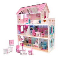 Drevený domček pre bábiky Pink Villa 70 cm LED