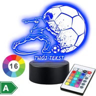 LED NOČNÁ LAMPA 3D Futbal Futbalista + DARČEK MENO lopty