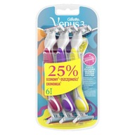 GILLETTE READY RAZORS SIMPLY VENUS 3 PLUS YELLOW 6 KS