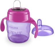 PHILIPS AVENT STRIEBORNÝ HRNČEK MÄKKÝ VÝtok 200 ML UCHOVÁVAČKA VRCHOLKA 6M+ DIEVČ.