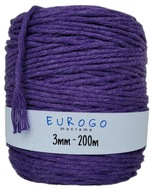 Točená bavlnená šnúra Macrame Ekologická ECO Levanduľa 200m 3mm