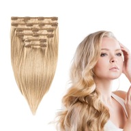 Prírodné predlžovanie vlasov 100 g Clip In 30 cm #18 šampanské blond predlžovanie