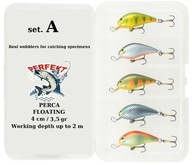 5 x BONITO PERCA WOBLER 4cm/3,5gr plávajúci + BOX A