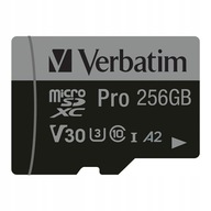 Pamäťová karta Micro SDXC Verbatim Pro U3 256 GB (100/90 MB/s) Class 10 U3 V