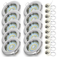 SET 10x OČKO halogén CHROM + žiarovka. LED GU10 5W