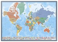 Podložka na stôl World Map, veľká ochranná podložka na stôl, laminovaná, pevná