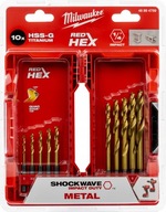 Sada titánových HEX vrtákov do kovu 3-10 mm 10 ks. Plechovka Milwaukee HSS-G