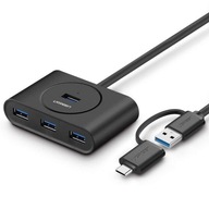 HUB USB 3.0 + USB-C 3.1 UGREEN 4-port, OTG (čierny