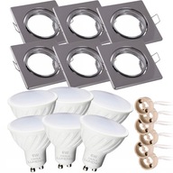 SET 6x LED 6W halogénové CHROMOVÉ Štvorcové SVIETIDLÁ