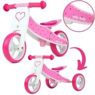 Drevený balančný bicykel pre deti, jazda Jake 2v1, Pink Milly Mally