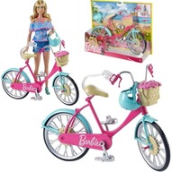 Bicykel pre bábiku Barbie s košíkom s kvetmi, doplnky pre bábiky DVX55