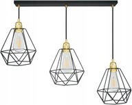 Stropný pásik visiaci diamant Edison Black Gold Loft nastaviteľná LED E27